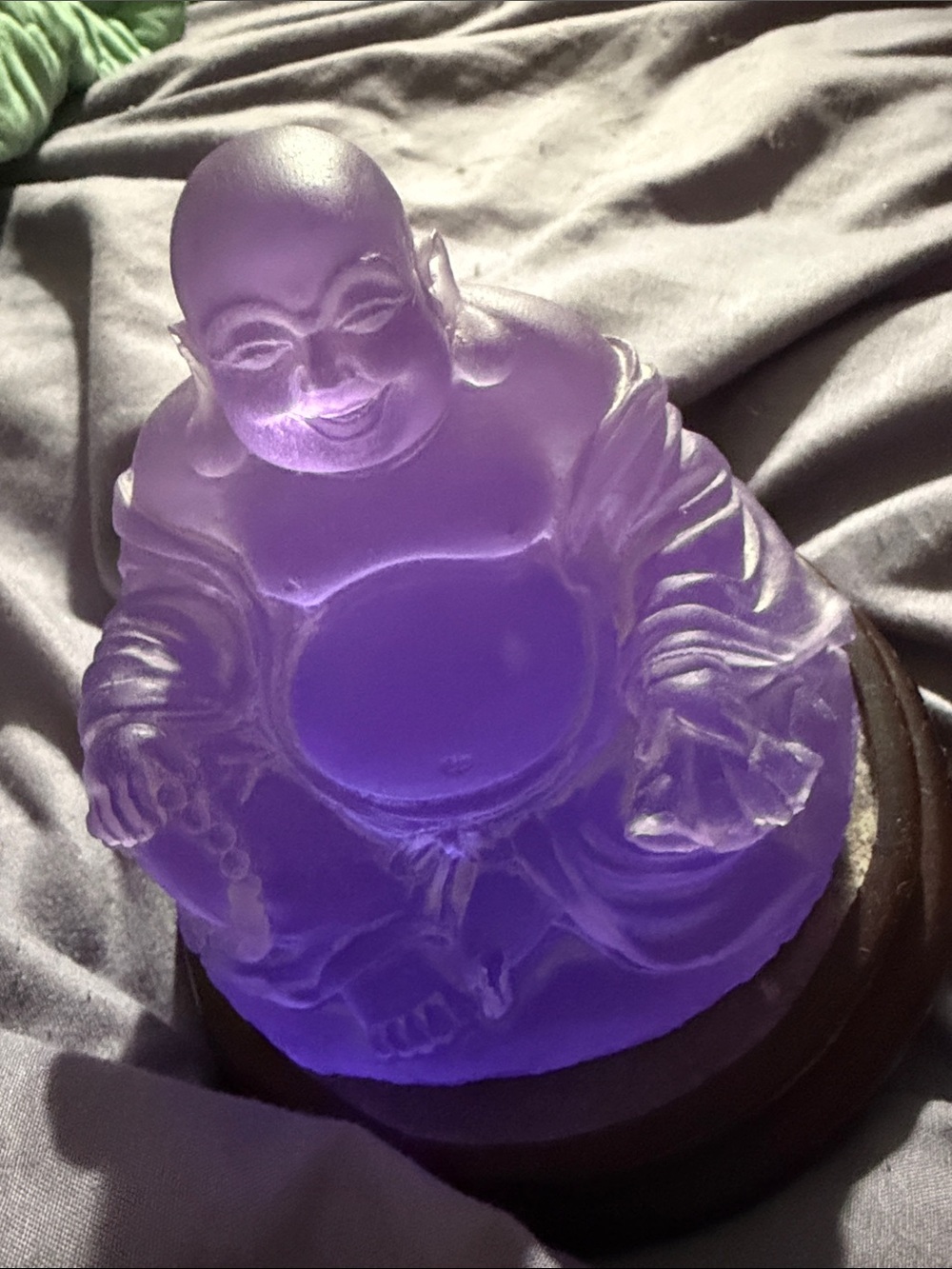 Purple Laughing Buddha Figurine